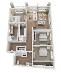A Whitby apartment floor plan shows a 3 bedroom, 2 bathroom apartment is 1405 square feet.