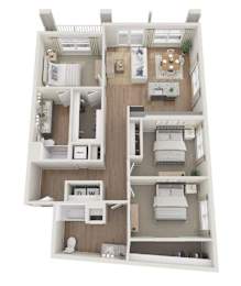 A Whitby apartment floor plan shows a 3 bedroom, 2 bathroom apartment is 1405 square feet.