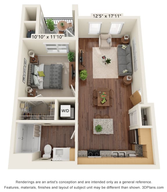 Dominium_Scharbauer Flats_1 Bedroom Floor Plan_A1-ADA