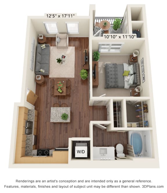 Scharbauer Flats_1 Bedroom Floor Plan_A1