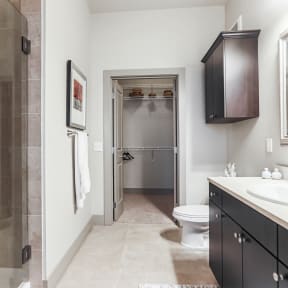 The Porter Brewers Hill Apartments Model Bathroom with Closet