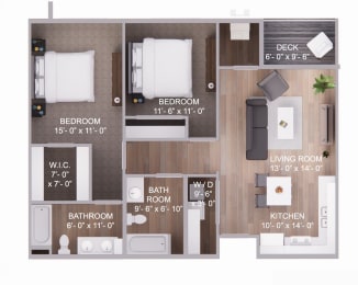  Floor Plan 2 Bedroom 2 Bath
