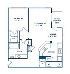 Floor Plan 1 Bed/ 1 Bath (A4)
