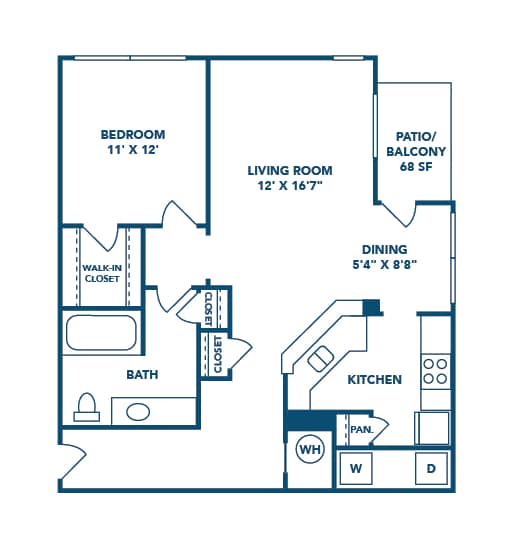 Floor Plan  1 Bed/ 1 Bath (A4)