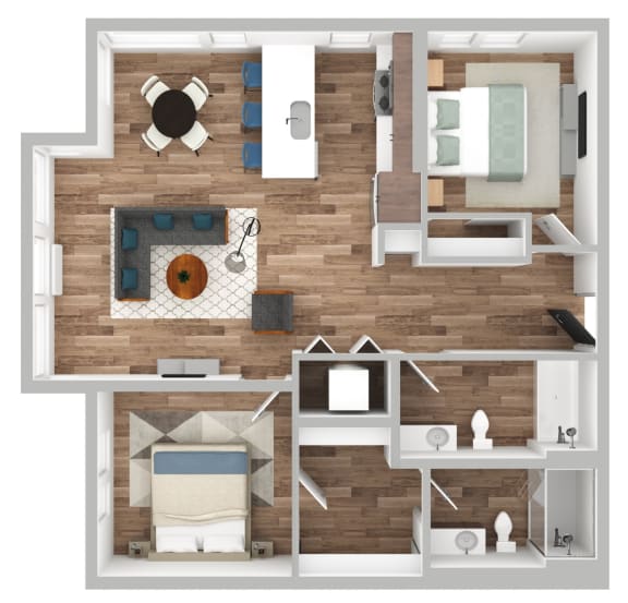The Gabe Apartments in Portland, Oregon 2C Floor Plan