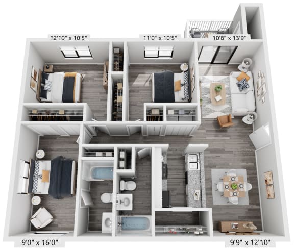 a 1 bedroom floor plan  villas at spring creek