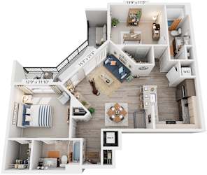 2 Bed 2 Bath Floor Plan | 1,124 Sq. Ft. at Rivergate in Woodbridge, Virginia