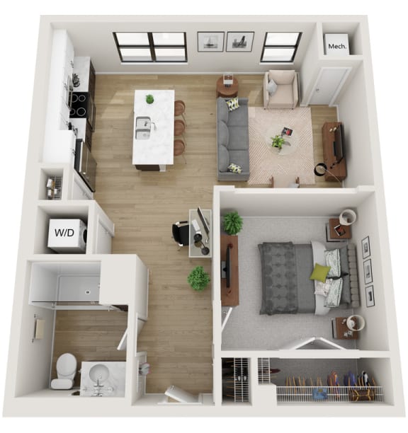 Floor Plan  Hancock 1 bed 1 bath Floor Plan at Mercantile on Broadway, Fargo, ND 58102