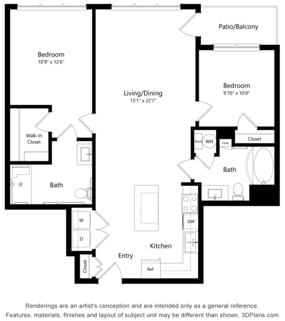 Grayson Ridge_2 Bedroom Floor Plan_B3-ADA