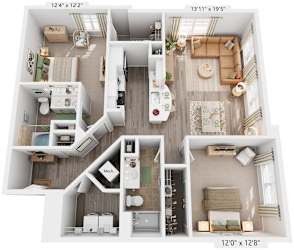 Highpoint Floorplan | 1,217 Sq. Ft. at Flats at West Broad Village, Glen Allen, VA