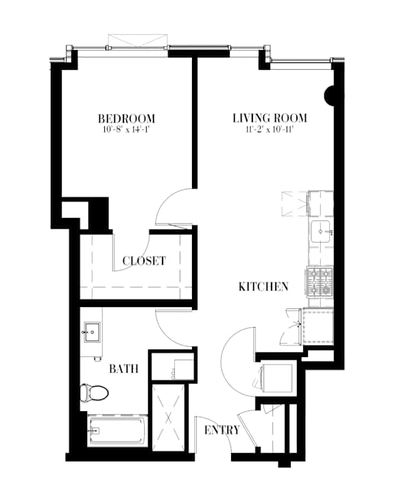 A black and white image of a floor plan for a unit labeled Q2.
