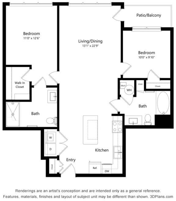 Stonepointe_2 Bedroom Floor Plan_B9