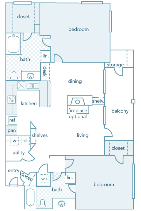 The Estates at River Pointe - B3 - 2 bedroom - 2 bath - 2D floor plan