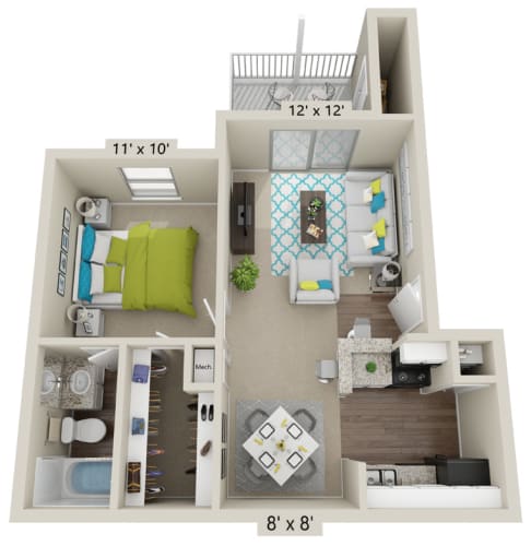 Floor Plan  a floorplan of a 1 bedroom with a bathroom and a living room