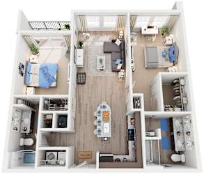 2 Bed 2 Bath Floor Plan | 1,133 Sq. Ft. at Residence at Riverwatch, Augusta, Georgia