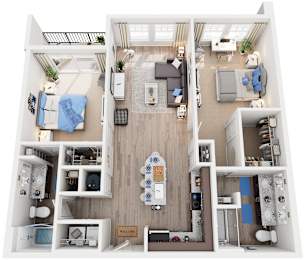 2 Bed 2 Bath Floor Plan | 1,133 Sq. Ft. at Residence at Riverwatch, Augusta, Georgia