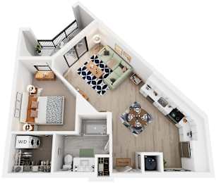 1 Bed 1 Bath Floor Plan | 649 Sq. Ft. at Tapestry West, Virginia, 23230