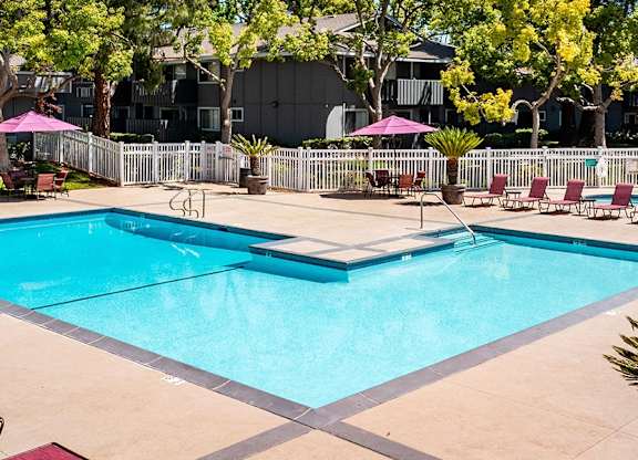 Pool with sundeck at Cherrywood Apartments, California, 95118