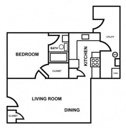  Floor Plan 1 Bedroom
