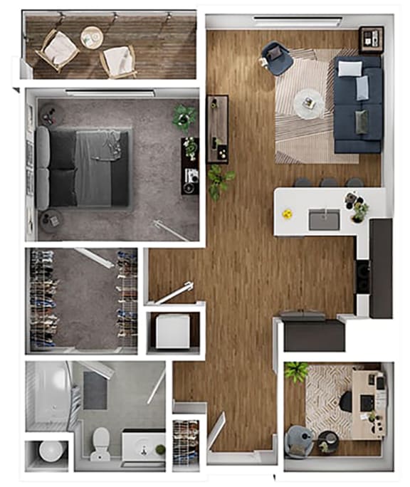 BLVD at Revere Beach - A6 - 1 bedroom with den - 1 bath - 3D