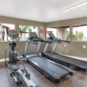 the gym at the landing has plenty of exercise equipment at Glen Brae, Glendale, AZ, 85301