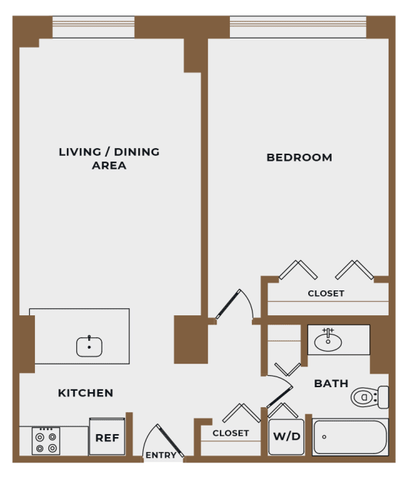 A10 - 1Bed 1Bath - The Broderick - 2D