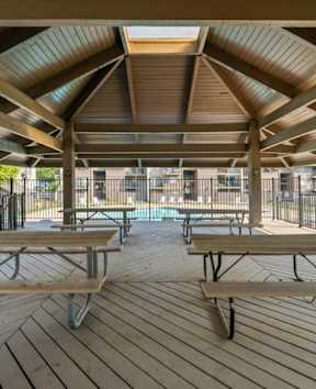 Sparkling water swimming pool at Bremerton Park Apartments Homes in Prairie Village, Kansas