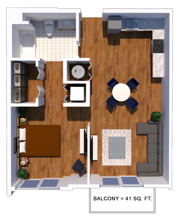 Floor Plan  1 bed  1bath floor plan F at Douglas Enclave - Opening February 2023, Miami