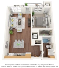 1B Floor Plan at Brighton Oaks, New Brighton, 55112