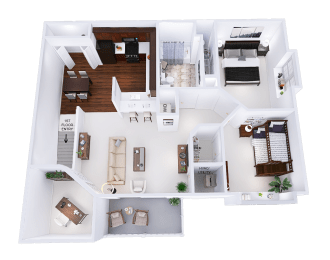  Floor Plan Phase 3 - 2 Bed, 1 Bath + Den Upper