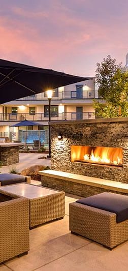 firepit and entertaining courtyard
