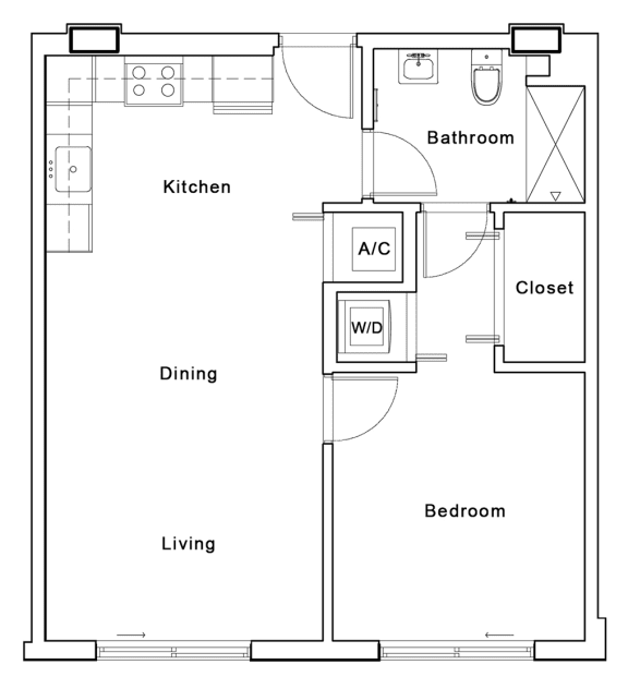 1 bed  1bath floor planA at Douglas Enclave - Opening February 2023, Miami, FL