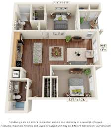 Two Bedroom2 bath D - B2 (60%) Floor Plan at South Range Crossings
