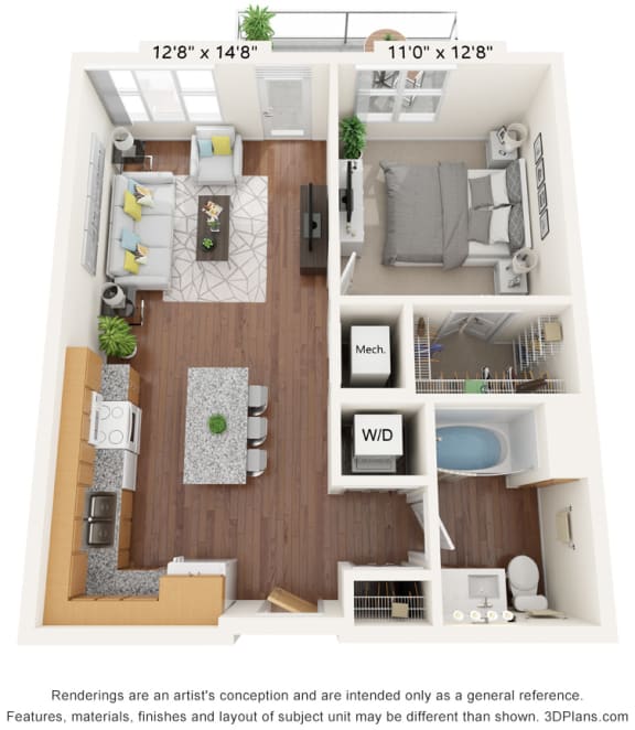 Brighton Oaks_1 Bedroom Floor Plan
