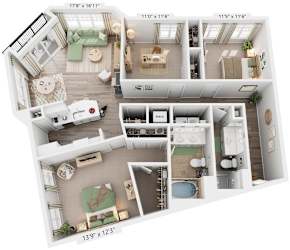 Barlow Floorplan | 1,515 Sq. Ft. at Flats at West Broad Village, Virginia, 23060