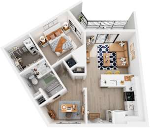 1 Bed 1 Bath Floor Plan | 797 Sq. Ft. at Tapestry West, Virginia, 23230