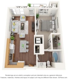 Brighton Oaks_1 Bedroom Floor Plan