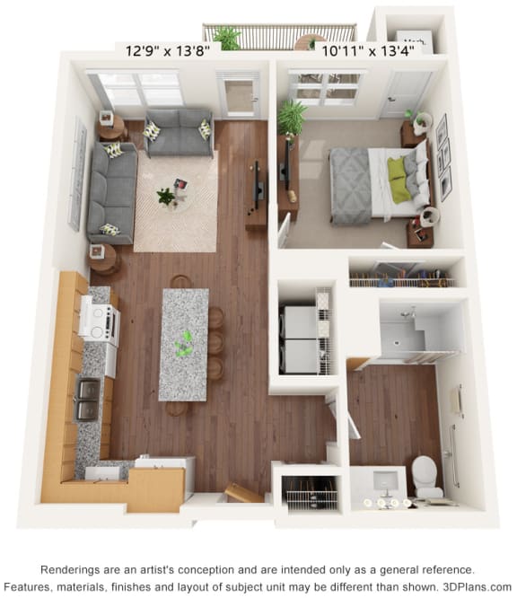 One Bedroom - E (ADA) Floor Plan One Bedroom - E (ADA) Floor Plan at Bren Road Station 55+ Apartments, Minnetonka
