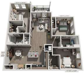 3 Bed 2 Bath Floor Plan | 1,519 Sq. Ft. at Westland Cove Apartments, Knoxville, 37922