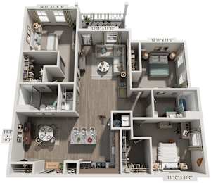 3 Bed 2 Bath Floor Plan | 1,519 Sq. Ft. at Westland Cove Apartments, Knoxville, 37922