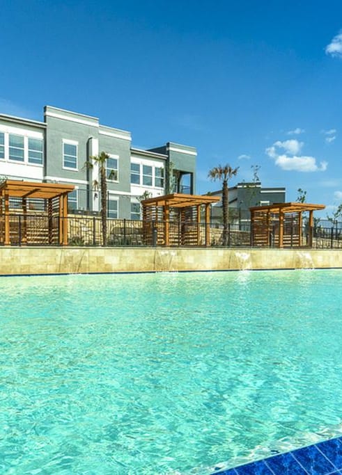 sparkling swimming pool at Reveal 54, Georgetown