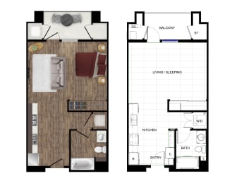 Floor Plan  a floor plan of a room with a wood floor