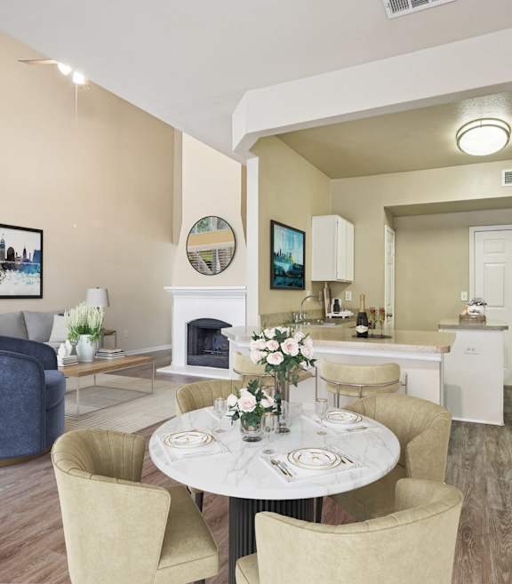 Appearance Of kitchen and living room at Reserve at Canyon Creek ,San Antonio, Texas