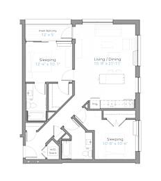  Floor Plan Two Bedroom C1