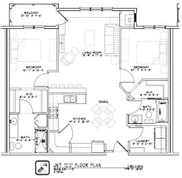 A floor plan of a house with labeled rooms and measurements.