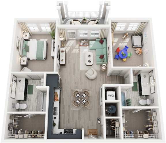 2 Bed 2 Bath Floor Plan | 1,188 Sq. Ft. at Lyric at Norton Commons Apartments, Prospect, KY