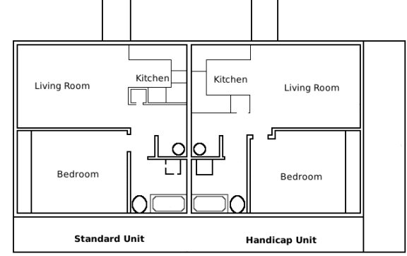 Floor Plan  Typical Duplex with Handicap Unit