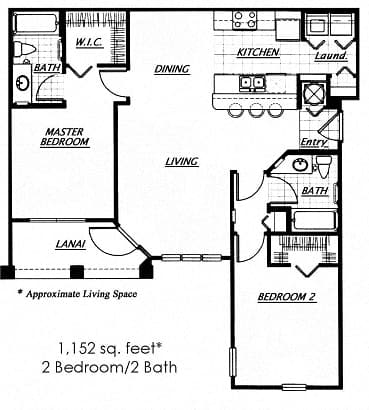 Floor Plan  Iconic Floorplans, 2 Bedroom, 2 Bath, 1,152 Square Feet