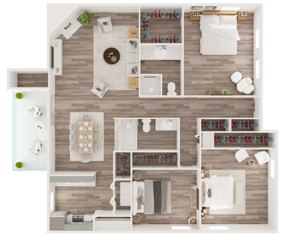 Floor Plan  C2 Floor Plan at Water Ridge Apartments, CLEAR Property Management, Irving, Texas