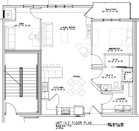 A floor plan of a house with labeled rooms and dimensions.